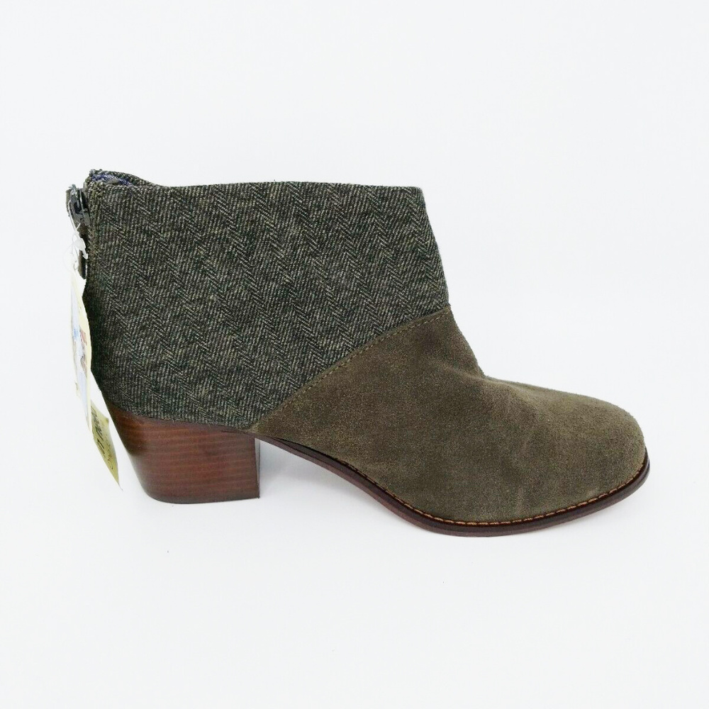 Toms Womens Leila Booties Tarmac Olive Suede Boots - Picture 6 of 8